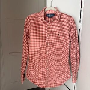 Ralph Lauren Red and White Gingham Button-Down Shirt Men’s Size S